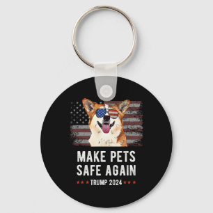 Sichere Haustiere - Corgi Dog Trump 2024 Schlüsselanhänger