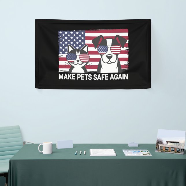 Sichere Haustiere in Trump Harris-Debatte 2024 Banner (Messeveranstaltung)