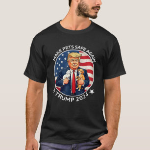 Sichere Haustiere Trump 2024 Funny USA Flag Dog T-Shirt