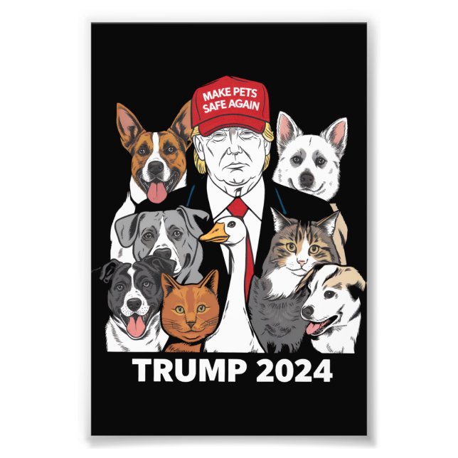 Sichere Haustiere Trump 2024 Rette unsere Haustier Fotodruck (Vorne)