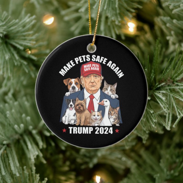 Sichere Haustiere Trump 2024 Rette unsere Haustier Keramik Ornament (Baum)