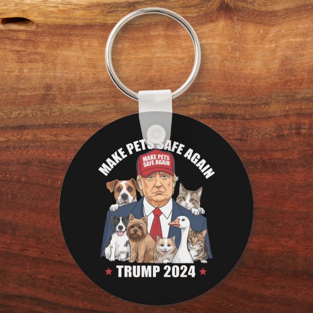Sichere Haustiere Trump 2024 Rette unsere Haustier Schlüsselanhänger (Vorderseite)