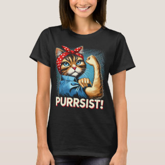 Sichere Katze "PURRSIST!" Retro-Design T-Shirt