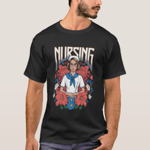 Sichere Krankenschwester mit Werkzeugen und Leopar T-Shirt