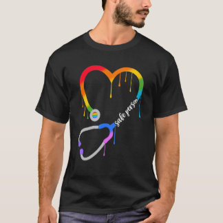 Sichere Person Herz Stethoskop Krankenschwester Cn T-Shirt