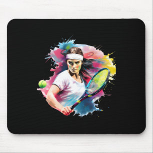 Sicherer Tennis-Slice – Weibliche Athletin in Akti Mousepad