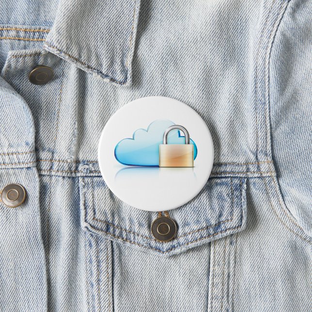 Sicheres Cloud-Speicher-Symbol mit Vorhängeschloss Button (Von Creator hochgeladen)