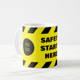 Sicherheit beginnt hier mit dem gelben schwarzen S Kaffeetasse