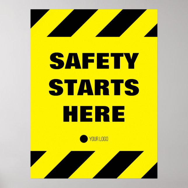 Sicherheit beginnt hier mit einem gelben schwarzen poster (Vorne)