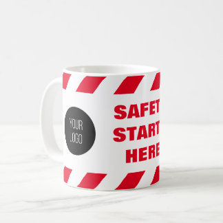 Sicherheit beginnt hier Red White Fire Tape Logo Kaffeetasse