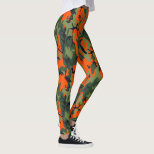 Sicherheit Blaze Orange und grüne Camouflage Leggings
