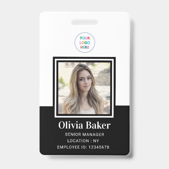 Sicherheit der Mitarbeiter Minimalistischer Schwar Ausweis (Vorderseite)