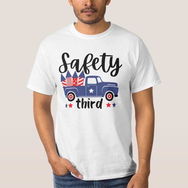Sicherheit Dritter 4. Juli Feuerwerk Patriotic T-S T-Shirt (Vorderseite)