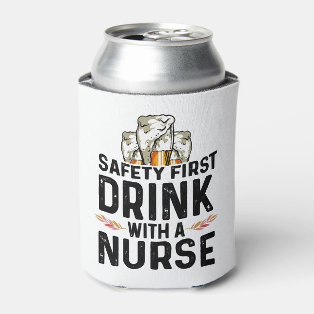 Sicherheit Erste Drink Bier Drinker Nurse National Dosenkühler (Kanne Vorderseite)