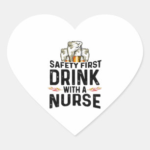 Sicherheit Erste Drink Bier Drinker Nurse National Herz-Aufkleber