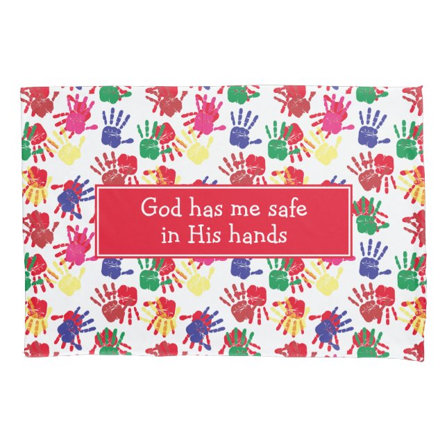 SICHERHEIT IN WARENHANDEN Kids Painted Hands Kissenbezug (Vorderseite)