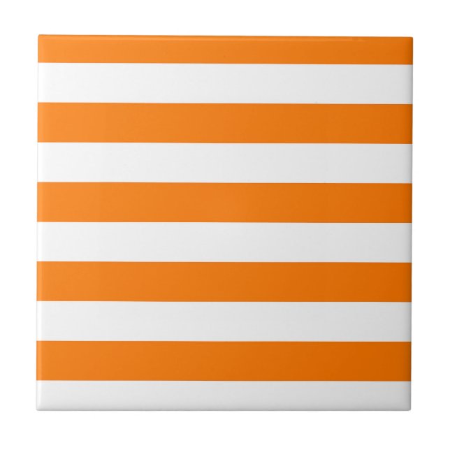 Sicherheit Orange und Weiße Streifen Fliese (Vorderseite)