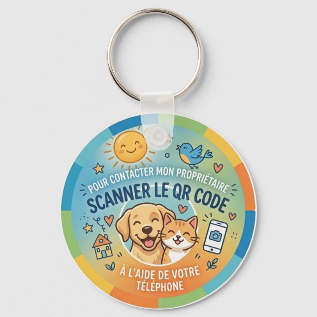 Sicherheit QR-Code Tiere Schlüsselanhänger (Vorderseite)