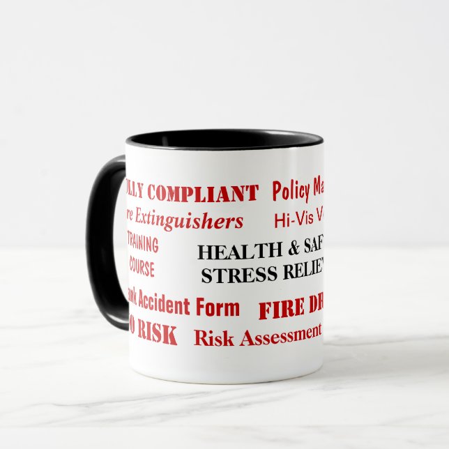 Sicherheit und Gesundheitsschutz Tasse (Vorderseite Links)