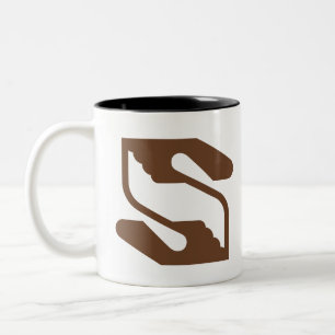 Sicherheit und unterstützende Hand Buchstabe S Mon Zweifarbige Tasse