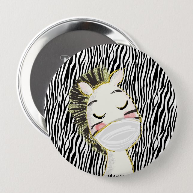 Sicherheit Zebra-Kinderkoronavirus Button (Vorne & Hinten)
