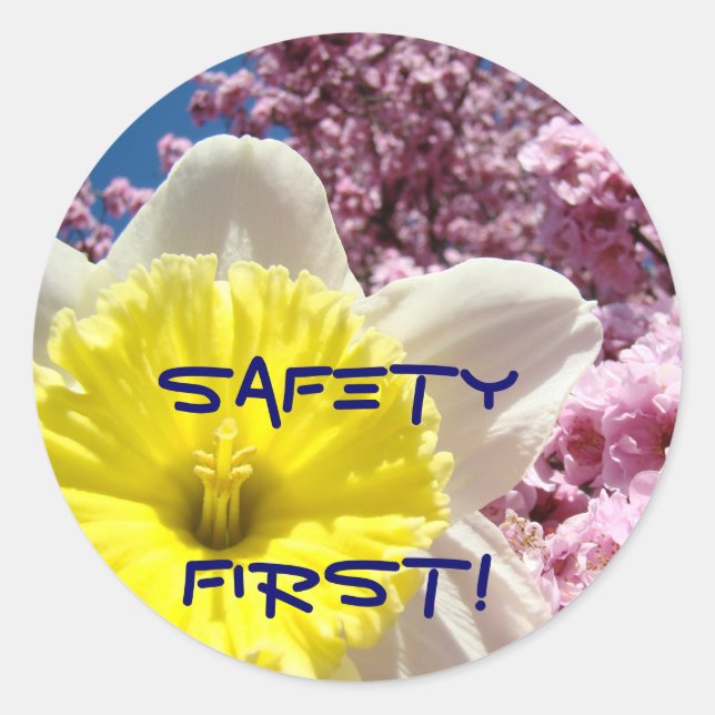 Sicherheit zuerst! Aufkleber Helle Blume (Vorderseite)