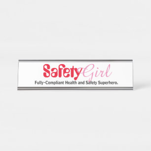 Sicherheits-Girl-Funny-Frauen Gesundheitsreferenti Schreibtischnamensplakette