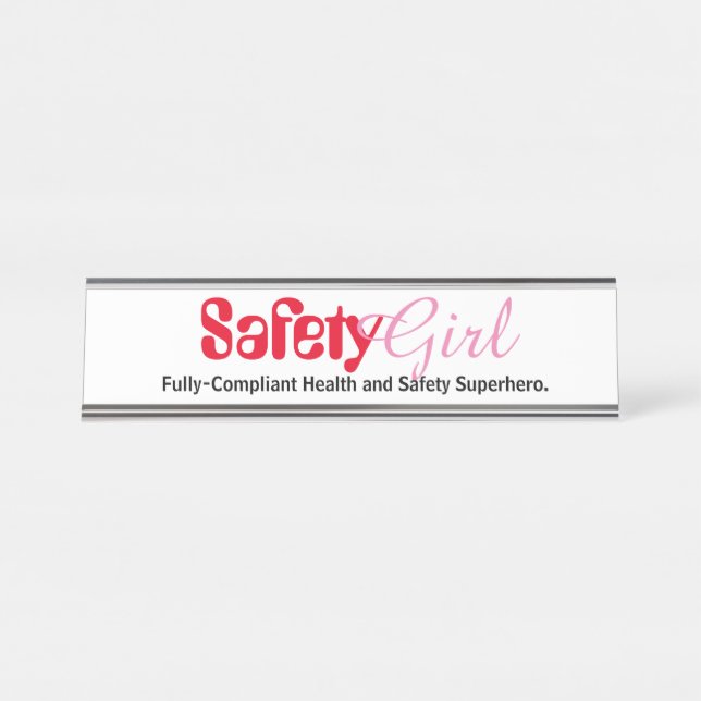 Sicherheits-Girl-Funny-Frauen Gesundheitsreferenti Schreibtischnamensplakette (Vorderseite )