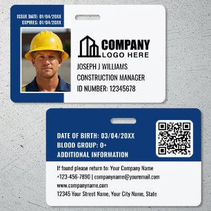 Sicherheits-ID-Foto-Logo-QR-Code-Navy-Mitarbeiter Ausweis
