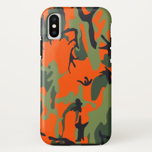 Sicherheits-orange und grüne Camouflage Case-Mate iPhone Hülle (Rückseite)