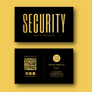 Sicherheits-QR-Code-Logo Schwarz und Gold Visitenkarte