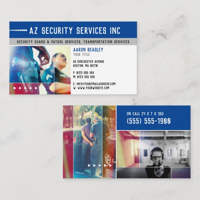 Sicherheitsdienste | Private Polizei Business Card Visitenkarte (Vorne/Hinten)