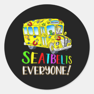 Sicherheitsgurte für alle Spaß Magic School Bus Fa Runder Aufkleber