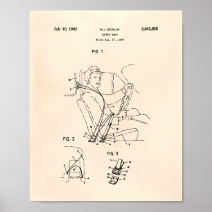 Sicherheitsgürtel 1962 Patent Art Old Peper Poster