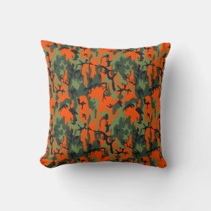 Sicherheitsorange und grüne Camo Kissen