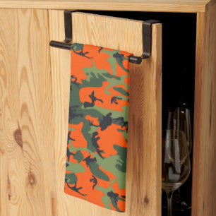 Sicherheitsorange und grüne Camo Küchentuch