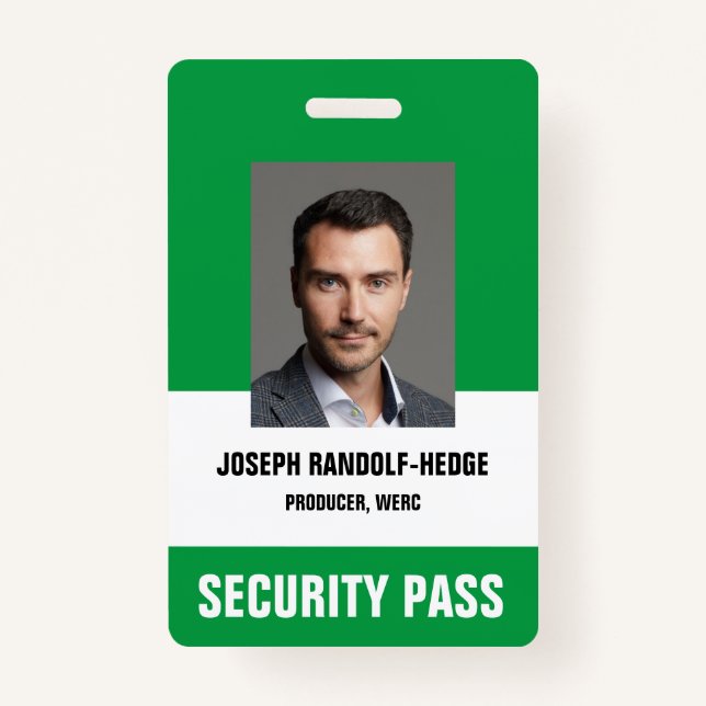 SICHERHEITSPASS - Vertikales Foto I.D. Abzeichen Ausweis (Vorderseite)