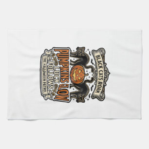 Sicherheitswache Halloween-Shirt mit schwarzen Kat Geschirrtuch