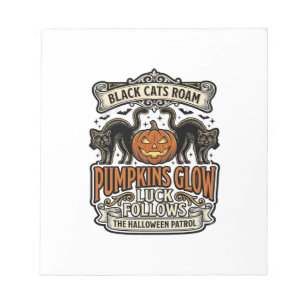 Sicherheitswache-Halloween-Shirt mit schwarzen Kat Notizblock