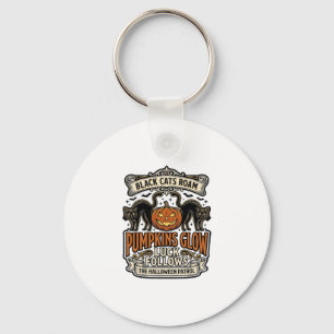 Sicherheitswache-Halloween-Shirt mit schwarzen Kat Schlüsselanhänger
