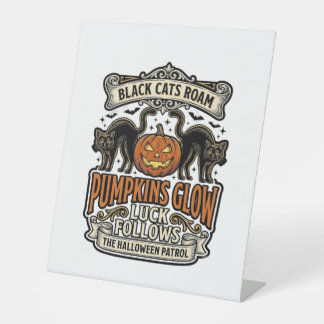 Sicherheitswache Halloween-Shirt mit schwarzen Kat Sockelschild