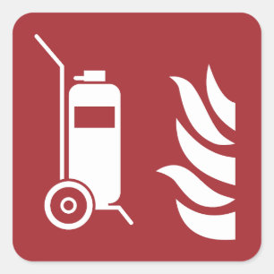 Sicherheitszeichen für Feuerlöscher auf Rädern Quadratischer Aufkleber