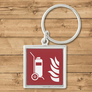 Sicherheitszeichen für Feuerlöscher auf Rädern Schlüsselanhänger