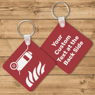 Sicherheitszeichen für Feuerlöscher auf Rädern Schlüsselanhänger