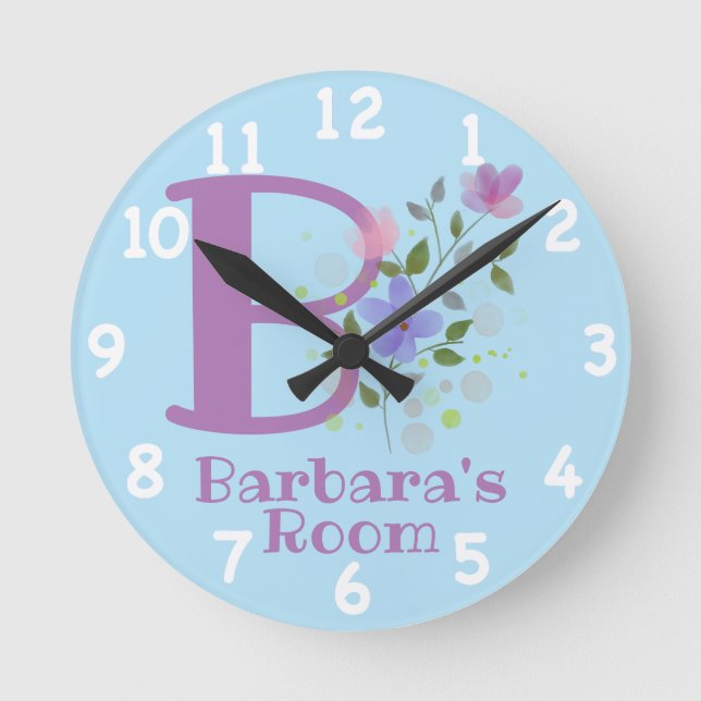 Sichern eines Blumendesigns mit Name Barbara Runde Wanduhr (Vorderseite)