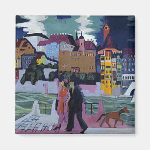 Sicht auf Basel und den Rhein, Ernst Ludwig Kirchn Magnet
