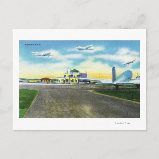 Sicht auf das Brainarfeld, Flugzeug Landung & Postkarte (Vorderseite)