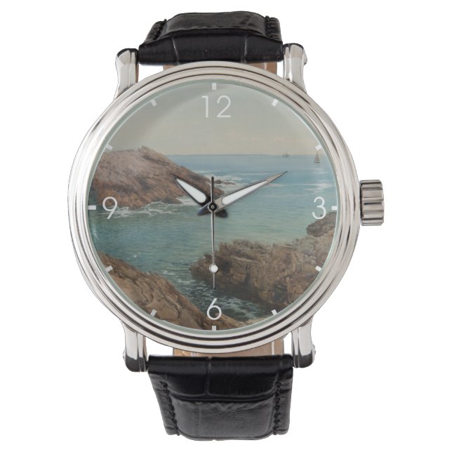 Sicht auf das Meer (Küstenlandschaft) (Marine) Armbanduhr (Vorderseite)