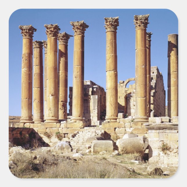 Sicht auf den Artemis-Tempel, gebaut um 386 n.Chr. Quadratischer Aufkleber (Vorderseite)