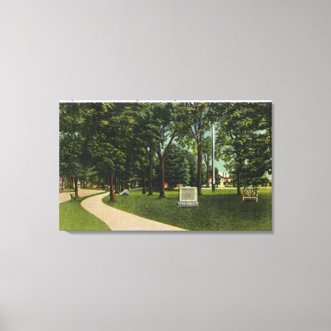 Sicht auf den Schlachtfeld, jetzt Lexington Green Leinwanddruck (Vorderseite)